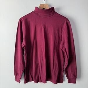 Lands' End Women's Long Sleeve Turtleneck Top Maroon Red Size Large (14-16)